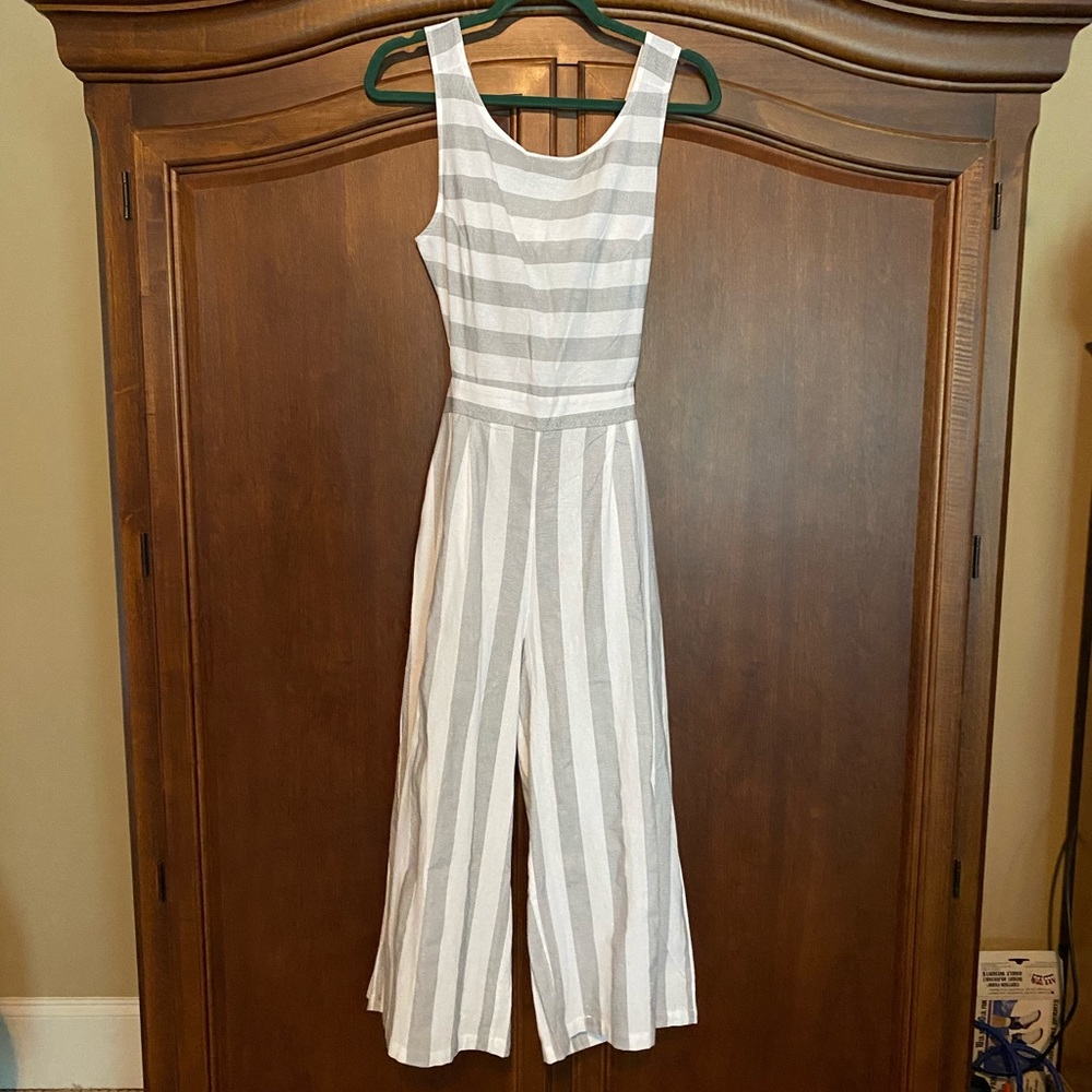 White & Grey Summer Jumpsuit